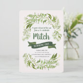 Erster Geburtstag Einladung Grün Banner Natur (Stehend Vorderseite)