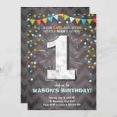 Erster Geburtstag Einladungs-Junge One Chalk Green Einladung (Vorne/Hinten)