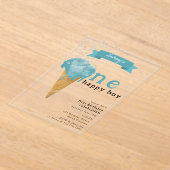 Erster Geburtstag Eins Happy Blue Ice Creme Acryleinladungen (Ablage )