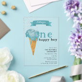Erster Geburtstag Eins Happy Blue Ice Creme Acryleinladungen (In Situ (Hochzeit))