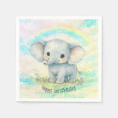Erster Geburtstag Elefant Regenbogen Neutral Paste Serviette (Vorderseite)