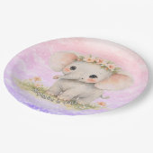 Erster Geburtstag Elefant Regenbogen Rosa Pastell Pappteller (Schrägansicht)