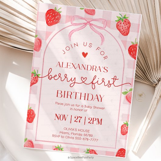 Erster Geburtstag Erdbeere Berry Einladung