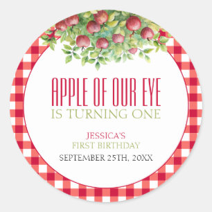 Erster Geburtstag Fall Apple of Our Eye Runder Aufkleber
