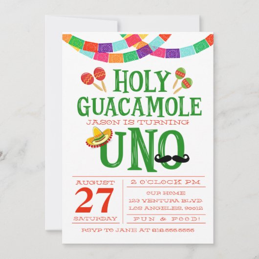 ERSTER GEBURTSTAG FIESTA EINLADUNG (Vorderseite)