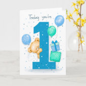 Erster Geburtstag für einen Jungen Karte (Gelbe Blume)