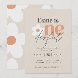 Erster Geburtstag Gänseblümchen Boho Retro Terrako Einladung