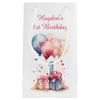 Erster Geburtstag - Geschenke und Ballons - Maßges Kleine Geschenktüte