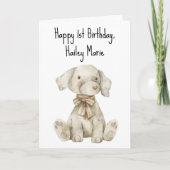 Erster Geburtstag gestopfter Spielzeughund Persona Karte (Vorderseite)