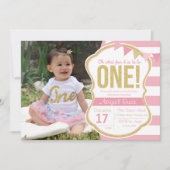 Erster Geburtstag Glitzer Geburtstagsfeier Einladu Einladung (Vorderseite)