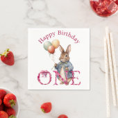 Erster Geburtstag Hase Farbige Ballons Serviette (Beispiel)