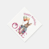 Erster Geburtstag Hase Farbige Ballons Serviette (Ecke)