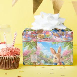 Erster Geburtstag Hase macht ein Picknick Geschenkpapier