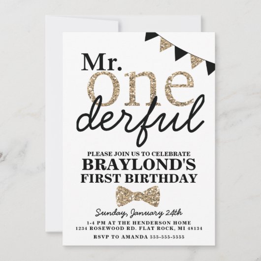 Erster Geburtstag Herr Onederful Einladung (Vorderseite)