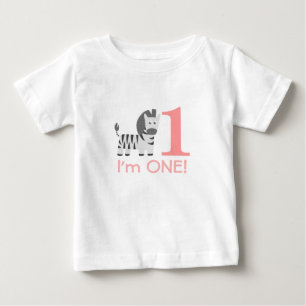 Erster Geburtstag, ich bin Eins, süße Zebra Baby T-shirt