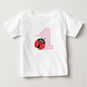 Erster Geburtstag, ich bin Eins, Süßer Marienkäfer Baby T-shirt