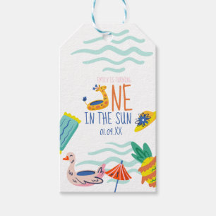 Erster Geburtstag im Sonnenpool-Strandparty-Doodle Geschenkanhänger