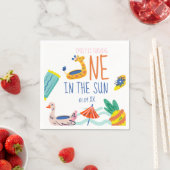 Erster Geburtstag im Sonnenpool-Strandparty-Doodle Serviette (Beispiel)