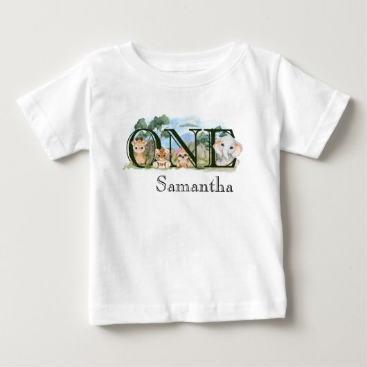 Erster Geburtstag Jungle Safari Tiere Baby T-shirt (Vorderseite)