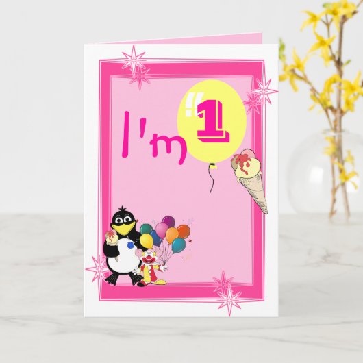 Erster Geburtstag Karte (Gelbe Blume)