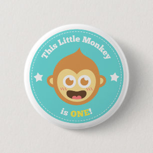 Erster Geburtstag, kleiner Affe ist Eins Button
