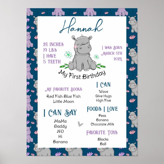 Erster Geburtstag - Meilenstein Poster (Vorne)