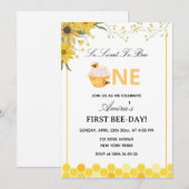 Erster Geburtstag mit Bee Day Einladung (Vorne/Hinten)