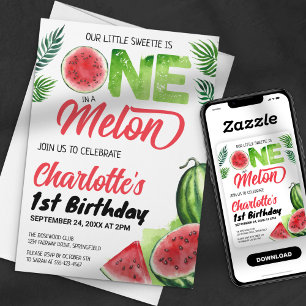 Erster Geburtstag mit Wassermelone Watercolor Einladung