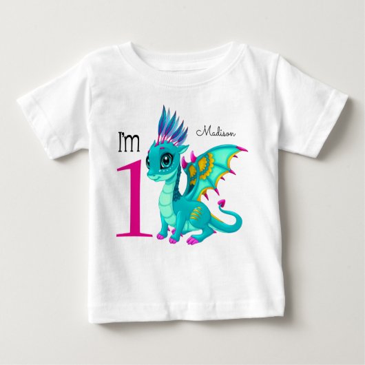 Erster Geburtstag Niedlicher Drache Baby T-shirt (Vorderseite)