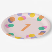 Erster Geburtstag Pastel Pink Confetti Pappteller (Schrägansicht)