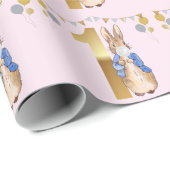 Erster Geburtstag Peter der Rabbit Weißblase Kaugu Geschenkpapier (Rolleneckpunkt)