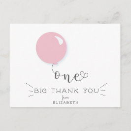 Erster Geburtstag Pink Ballon Danke Post Karte