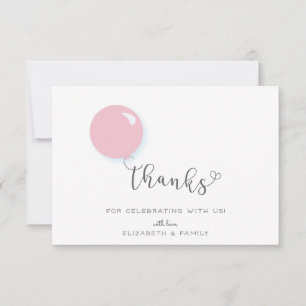 Erster Geburtstag Pink Balloon Vielen Dank Dankeskarte