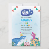 Erster Geburtstag Pink & Blue Dinosaurier Einladung (Vorderseite)