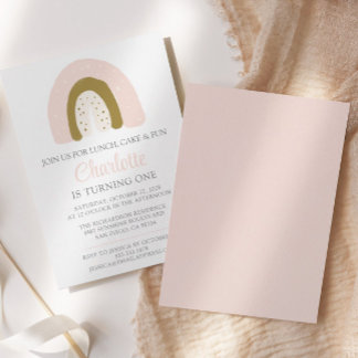 Erster Geburtstag Pink Gold Pastell Rainbow Einladung