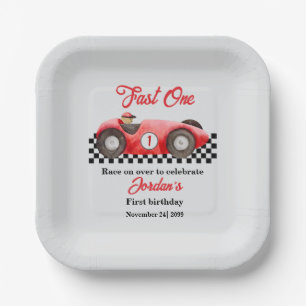 Erster Geburtstag Red Race Car Fast One Pappteller
