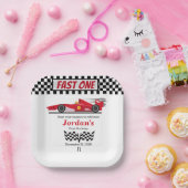 Erster Geburtstag Red Race Car Fast One Pappteller (Party)