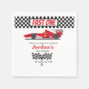 Erster Geburtstag Red Race Car Fast One Serviette