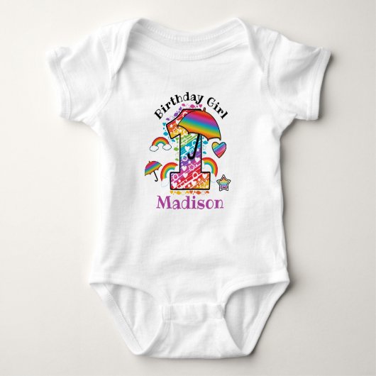 Erster Geburtstag Regenbogen | Bunt | Baby Strampler (Vorderseite)