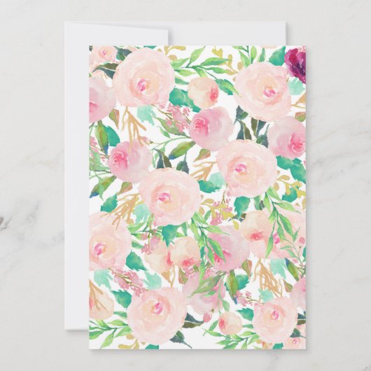 Erster Geburtstag rosa schöne Blumeneinladung, Einladung (Rückseite)