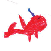 Erster Geburtstag Roter Hai Cartoon Niedlicher Oze Karte