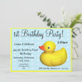 Erster Geburtstag Rubber Ducky Einladung (Stehend Vorderseite)