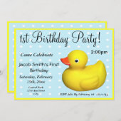 Erster Geburtstag Rubber Ducky Einladung (Vorne/Hinten)