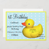 Erster Geburtstag Rubber Ducky Einladung (Vorne/Hinten)