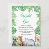 Erster Geburtstag Safari Wild One Einladung (Vorderseite)