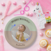Erster Geburtstag Shooting Star Green Brown Pappteller (Party)