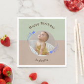 Erster Geburtstag Shooting Star Green Brown Serviette (Beispiel)