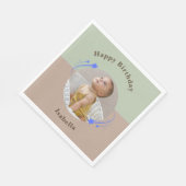 Erster Geburtstag Shooting Star Green Brown Serviette (Ecke)