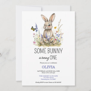 Erster Geburtstag Some bunny Wildblumen-Einladung Save The Date