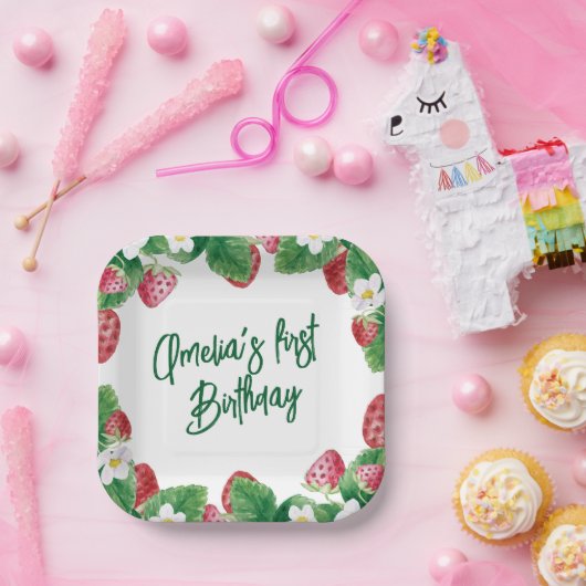 Erster Geburtstag Sommer Strawberry Berry Sweet Pappteller (Party)